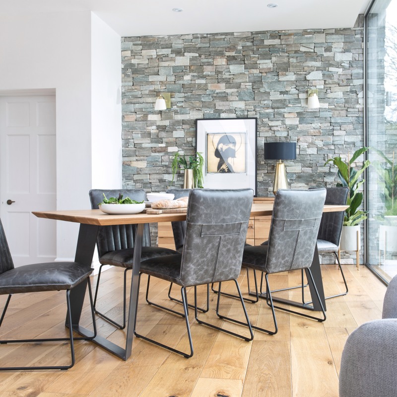 Brockley 240cm Oak Dining Table with 4 Sam Grey Dining Chairs Brockley 240cm Oak Dining Table with 4 Sam Grey Dining Chairs