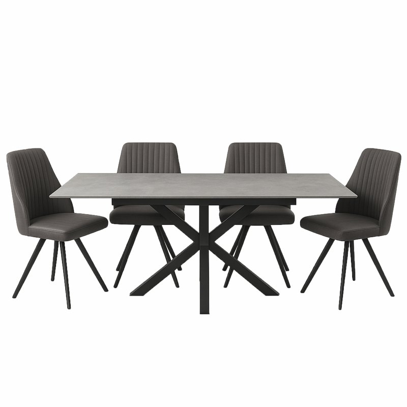 Francesco Grey Extending Dining Table & 4 Dallas Dark Grey Dining Chairs Francesco Grey Extending Dining Table & 4 Dallas Dark Grey Dining Chairs