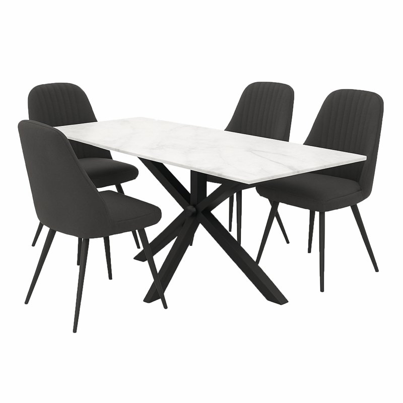 Francesco White Extending Dining Table & 4 Dark Grey Dallas Dining Chairs Francesco White Extending Dining Table & 4 Dark Grey Dallas Dining Chairs