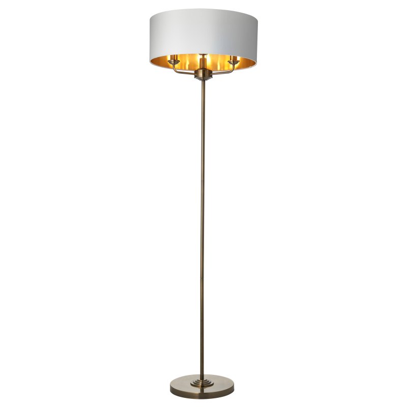 Highclere 3-Light Floor Lamp – Antique Brass Finish Highclere 3-Light Floor Lamp – Antique Brass Finish