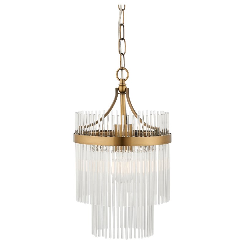 Marietta 1 Light Pendant – Antique Brass & Clear Glass Rods Marietta 1 Light Pendant – Antique Brass & Clear Glass Rods