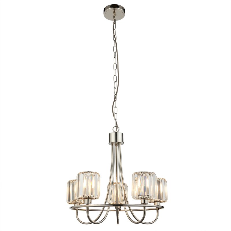 Berenice Pendant Light Bright Nickel and Faceted Glass Berenice Pendant Light Bright Nickel and Faceted Glass