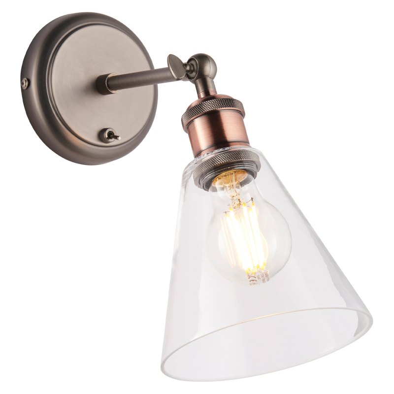 Hal Wall Light in Clear Copper Pewter Hal Wall Light in Clear Copper Pewter