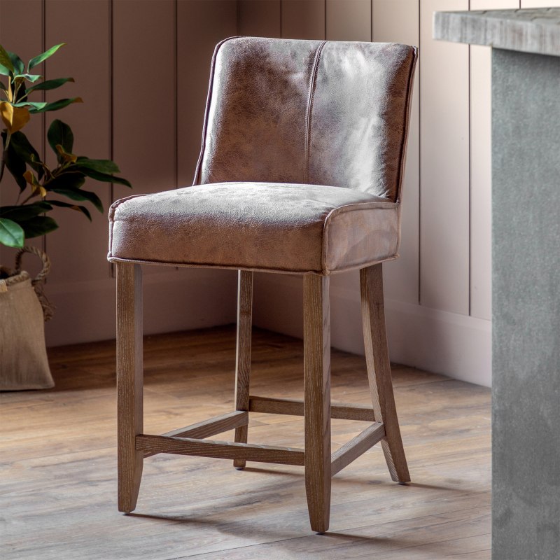 Tarnby Brown Leather Bar Stool Tarnby Brown Leather Bar Stool