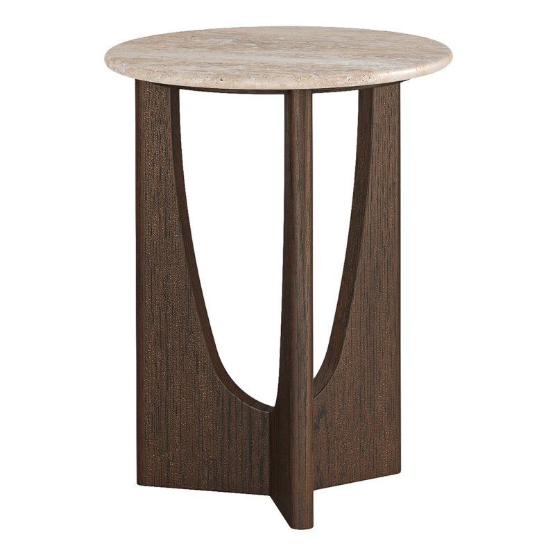 Sunset Round Side Table with Travertine Top Sunset Round Side Table with Travertine Top