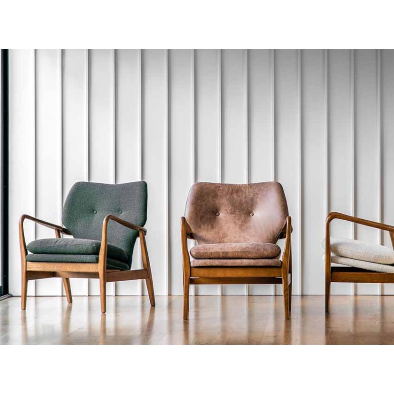 Jensen Mid-Century Armchair: Rich Green Boucle Elegant Design