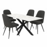 Francesco White Extending Dining Table & 4 Dark Grey Dallas Dining Chairs Francesco White Extending Dining Table & 4 Dark Grey Dallas Dining Chairs