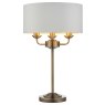 Highclere 3 Light Table Lamp Antique Brass and Vintage White Shade Highclere 3 Light Table Lamp Antique Brass and Vintage White Shade
