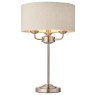 Highclere 3-Light Pendant – Brushed Chrome with Natural Linen Shade