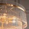 Marietta 16 Light Tiered Pendant – Antique Brass & Clear Glass Rods Marietta 16 Light Tiered Pendant – Antique Brass & Clear Glass Rods
