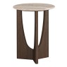 Pacific Round Side Table with Travertine Top