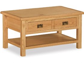 Salisbury oak coffee table with one drawer and shelf