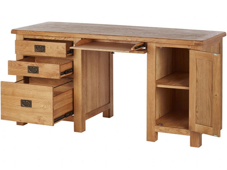 Winchester Oak Double Desk Open