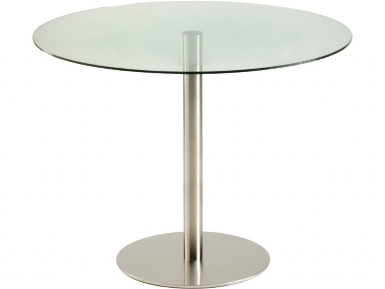 Tallin 80cm Round Glass Dining Table available at Furniture Barn
