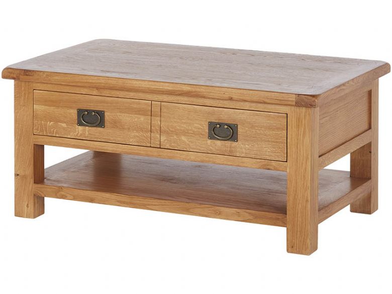 Oak Large Coffee Table with Shelf