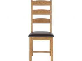 Winchester Oak Ladder Back Dining Chair With PU Brown Seat