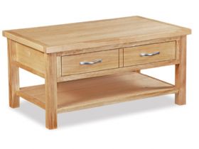 Oxford oak coffee table with 1 drawer and shelf
