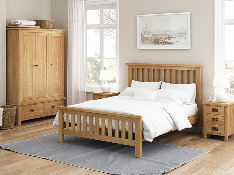 Salisbury oak bedroom collection at Furniture Barn