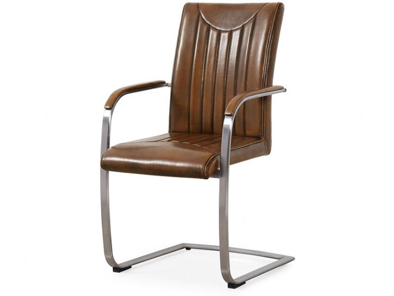Industrial retro stitch brown dining chair