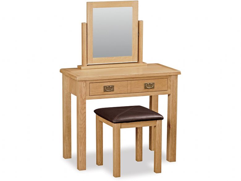 Salisbury oak dressing table, mirror and stool