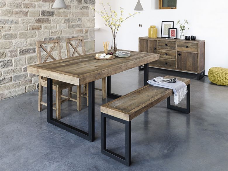 Halstein 180cm Reclaimed Extending, Rustic Extendable Dining Table Uk