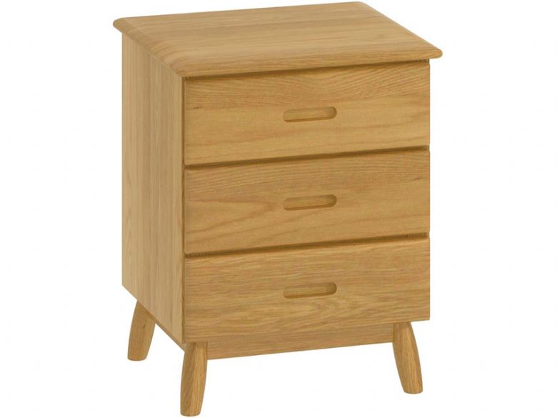 Bascote oak Scandi style 3 drawer bedside cabinet
