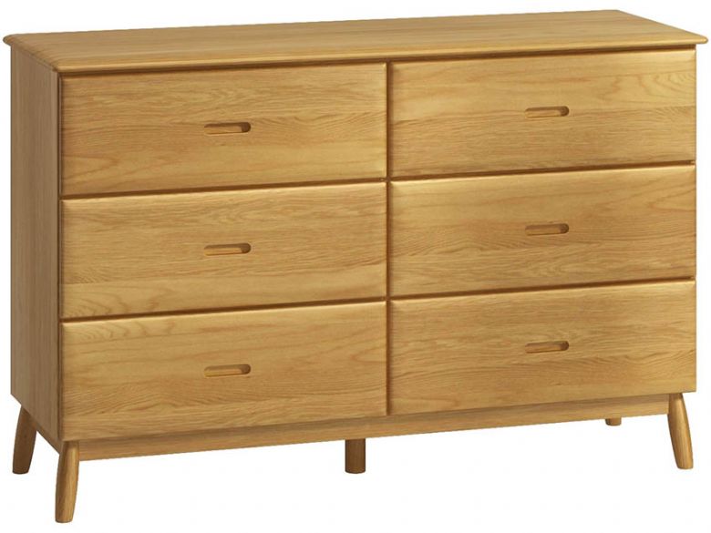 Bascote oak Scandi style 6 drawer wide chest