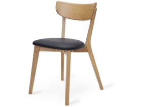 Oak Dining Chair With Black PU Seat