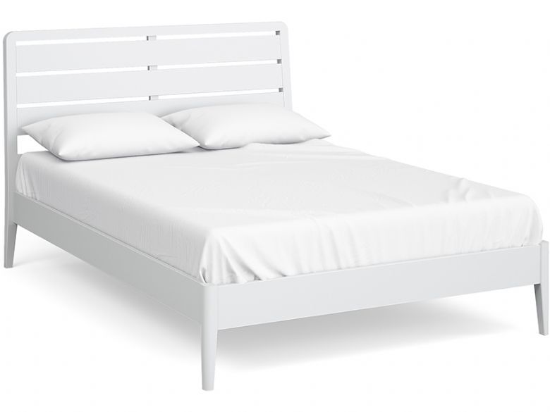Louis white contemporary double bed frame available at Furniture Barn