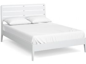 Louis white contemporary double bed frame available at Furniture Barn