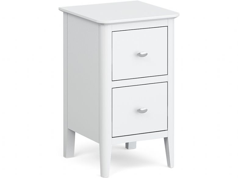 Louis white 2 drawer narrow bedside chest available at Furniture Barn