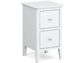Louis white 2 drawer narrow bedside chest available at Furniture Barn