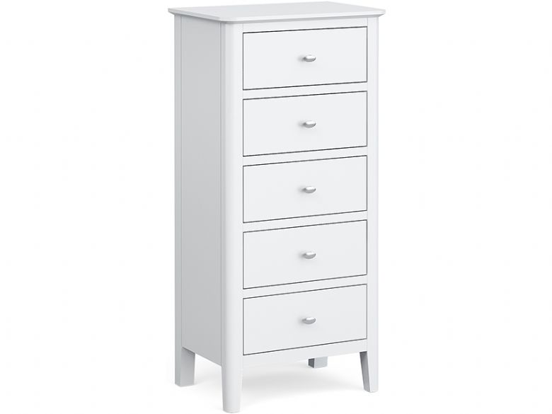 Louis painted white tallboy chest available at Furniture Barn