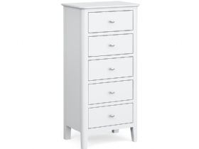 Louis painted white tallboy chest available at Furniture Barn