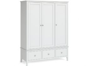 Louis modern painted white triple wardrobe available at Furniture Barn
