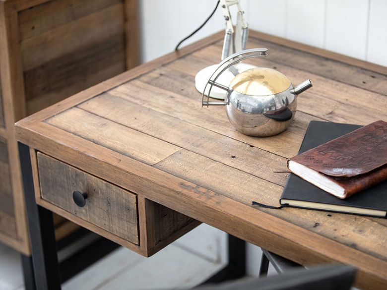 Hlatein reclaimed wood desk with drawers