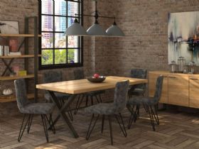 Yukon oak and steel living and dining room collection