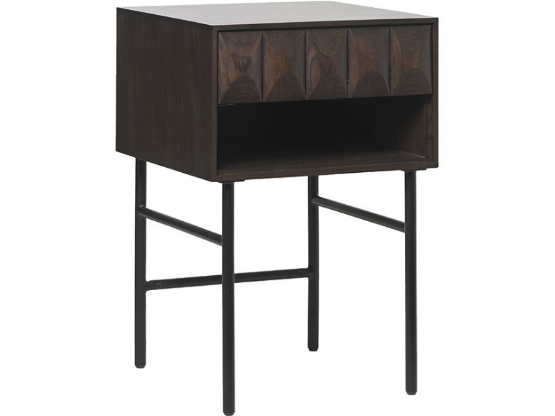 Anastasia industrial style side table with textured front
