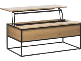 Rosta contemporary wood lift coffee table with black metal base
