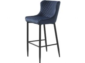 Houston blue quilted barstool