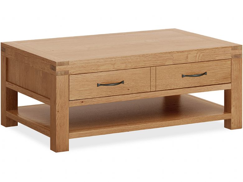 Bromley Oak Coffee Tables With Drawers, Small Square Oak Lamp Table