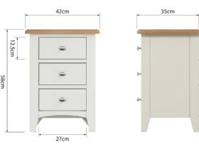 Moreton white bedside table with 3 drawers