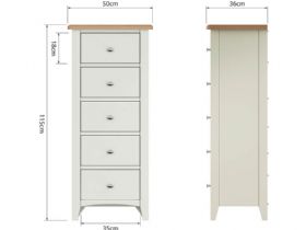 Moreton 5 drawer chest with oak top