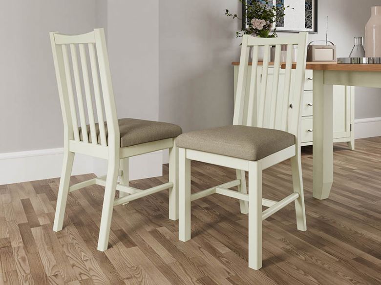 Moreton white dining chair with fabric seat