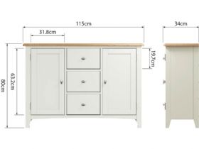 Moreton white 3 drawer sideboard