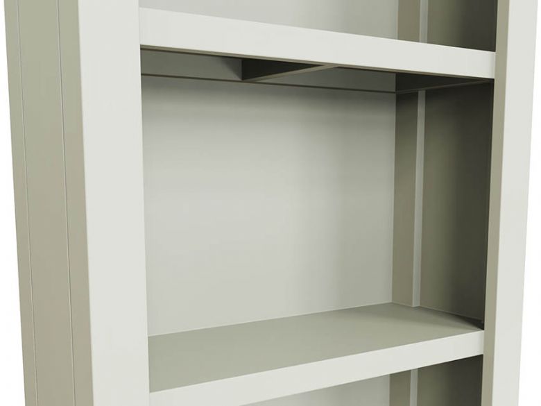 Moreton white bookcase with oak top
