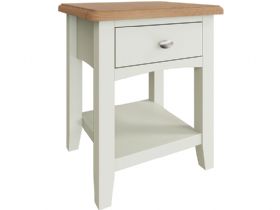 Moreton painted white side table available at Furniture Barn