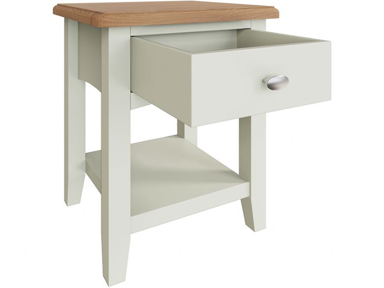 Moreton white lamp table with drawer