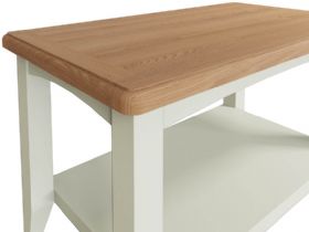 Moreton white coffee table with oak top