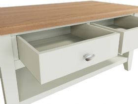 Moreton white coffee table with 2 drawers